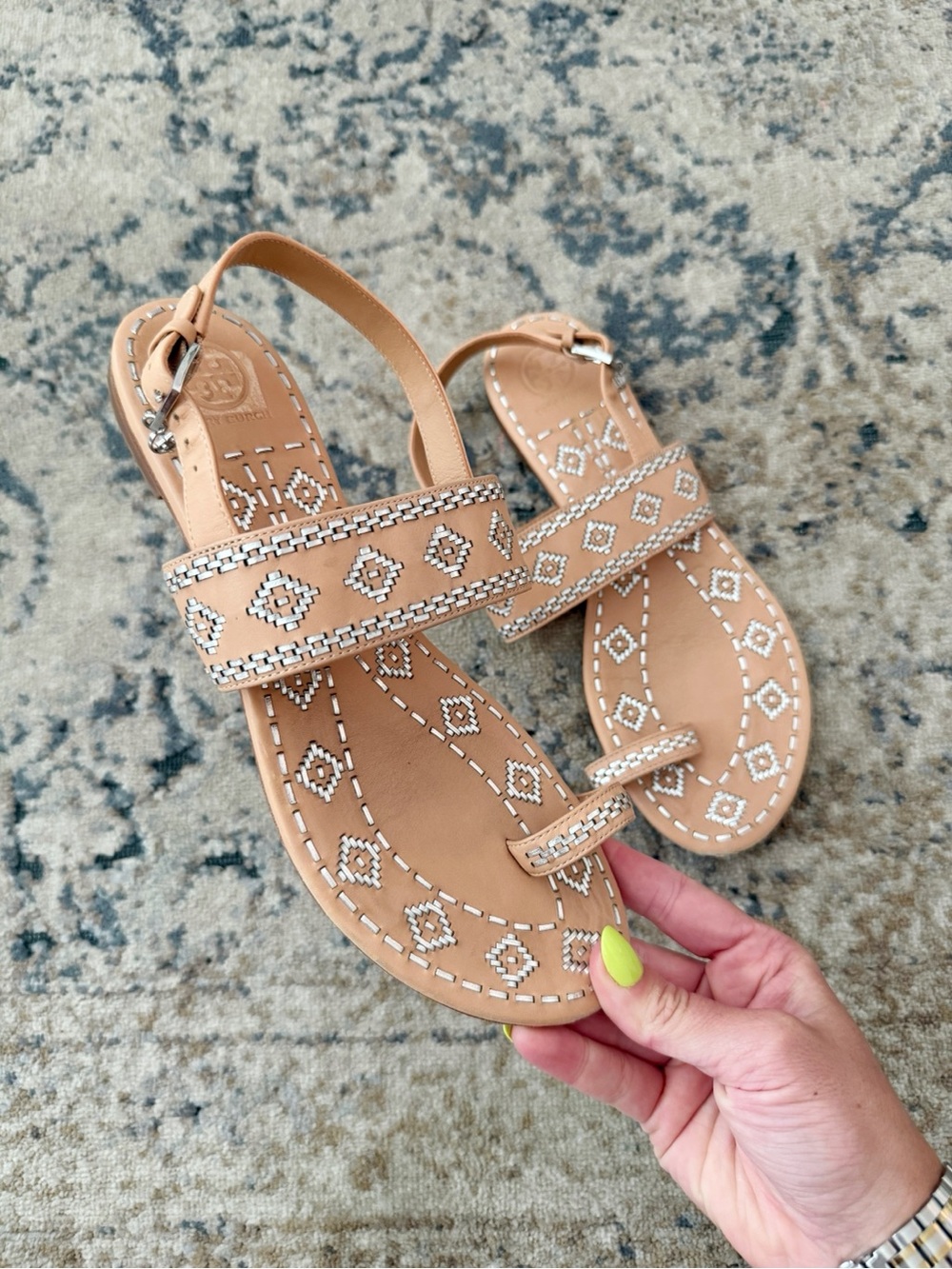 Tory Burch Blake Leather Sandals Sz 8.5